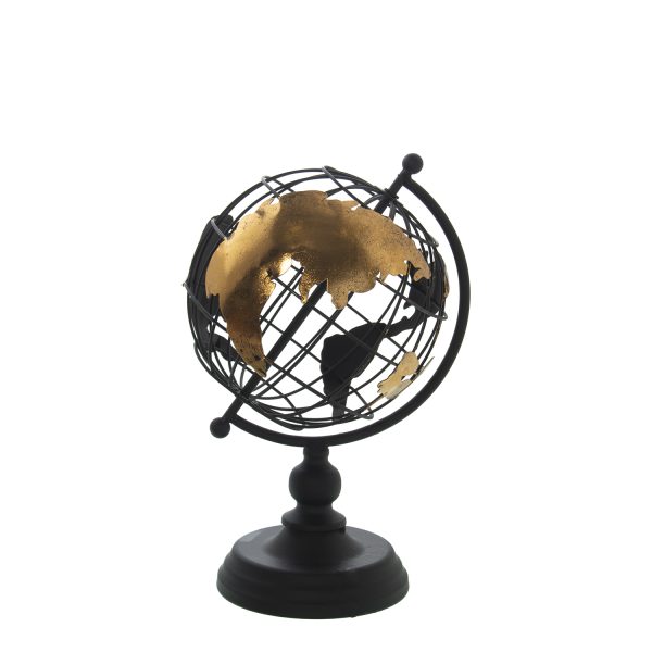 Figura Metal Globo Terraqueo Negrodorado 19,5x17,5x30cm - 30€